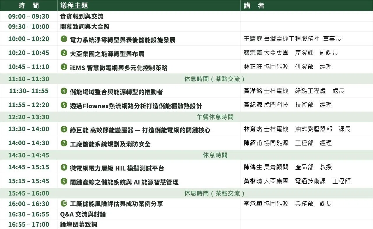 洞察儲能新未來！協同能源攜手大亞集團、士林電機、虎門科技與昊青顧問重磅開講